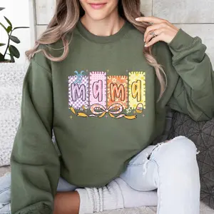 Floral Easter Mama Sweatshirt, Spring Family Matching Outfit, Cute Mom Graphic Crewneck, Pastel Holiday Pullover, Mother’s Day Gift Idea, Cozy Church Outfit for Women - AMBER