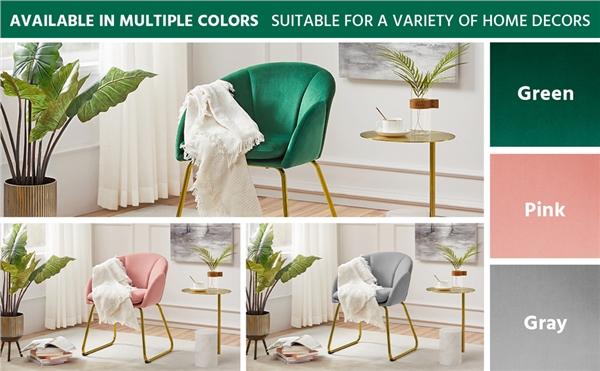 Yaheetech Flower Shape Velvet Accent Chair Modern Armchair with Golden Metal Legs for Living Room/Bedroom/Home Office/Kitchen