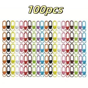 Metal 100 PCs Colorful Lobster Claw Clasps for Keychains – 360° Swivel Keychain Clasp Colorful Design Lanyard Swivel Snap Hooks – Keychain Clips for Crafts, Jewelry, Bags, Needlework, DIY, Zipper Pulls, Beads Projects, Colorful Little Clip