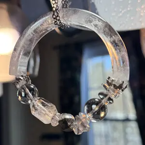 Clear Quartz Half Bangle Bracelet — Clean & Sculptural