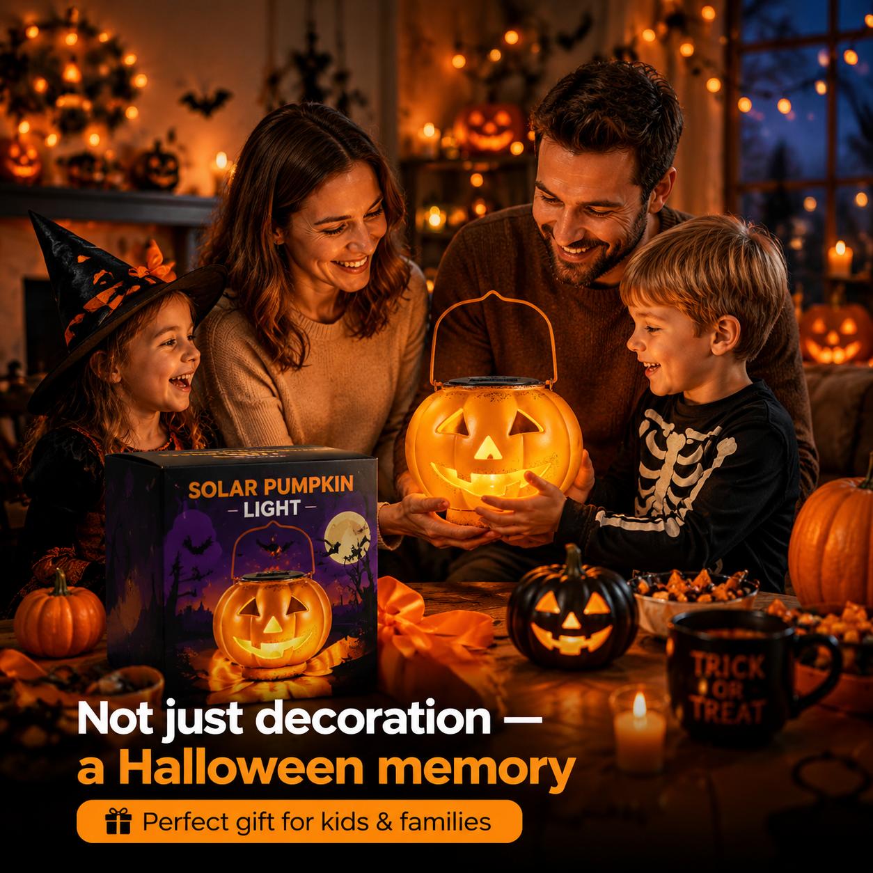 Halloween Solar Jack-O-Lantern Hanging Light, Auto On/Off Pumpkin Solar Lantern, Waterproof Outdoor Spooky Decor for Garden Front Door Lawn