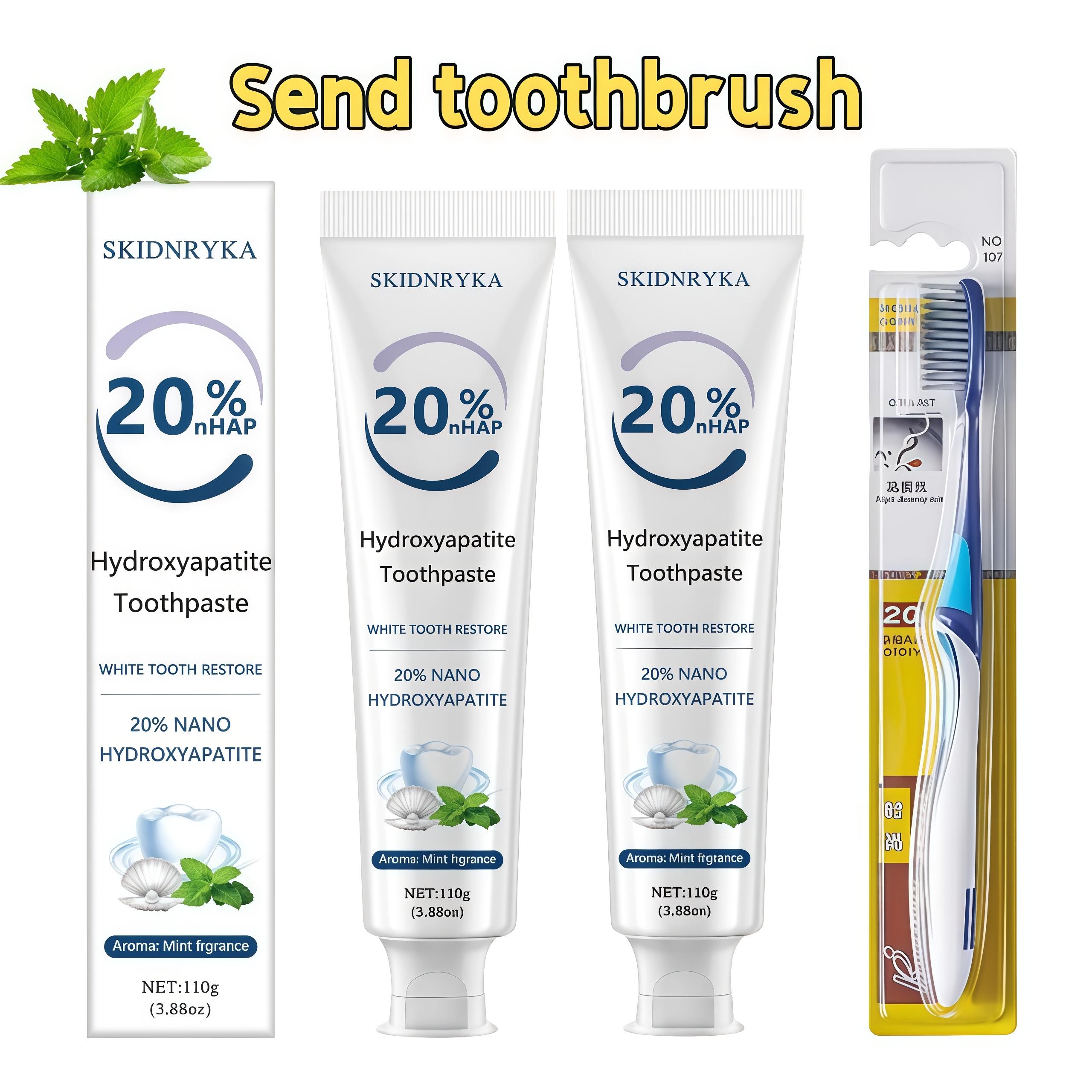SKIDNRYKA 20% Enzyme Cleaning Toothpaste, Comes with Toothbrush for Teeth Whitening, Freshness Breath, Deep Cleaning and Whitening Teeth, Suitable for Home Travel Use, Oral Hygiene and Health Gift, Essential for Oral Care