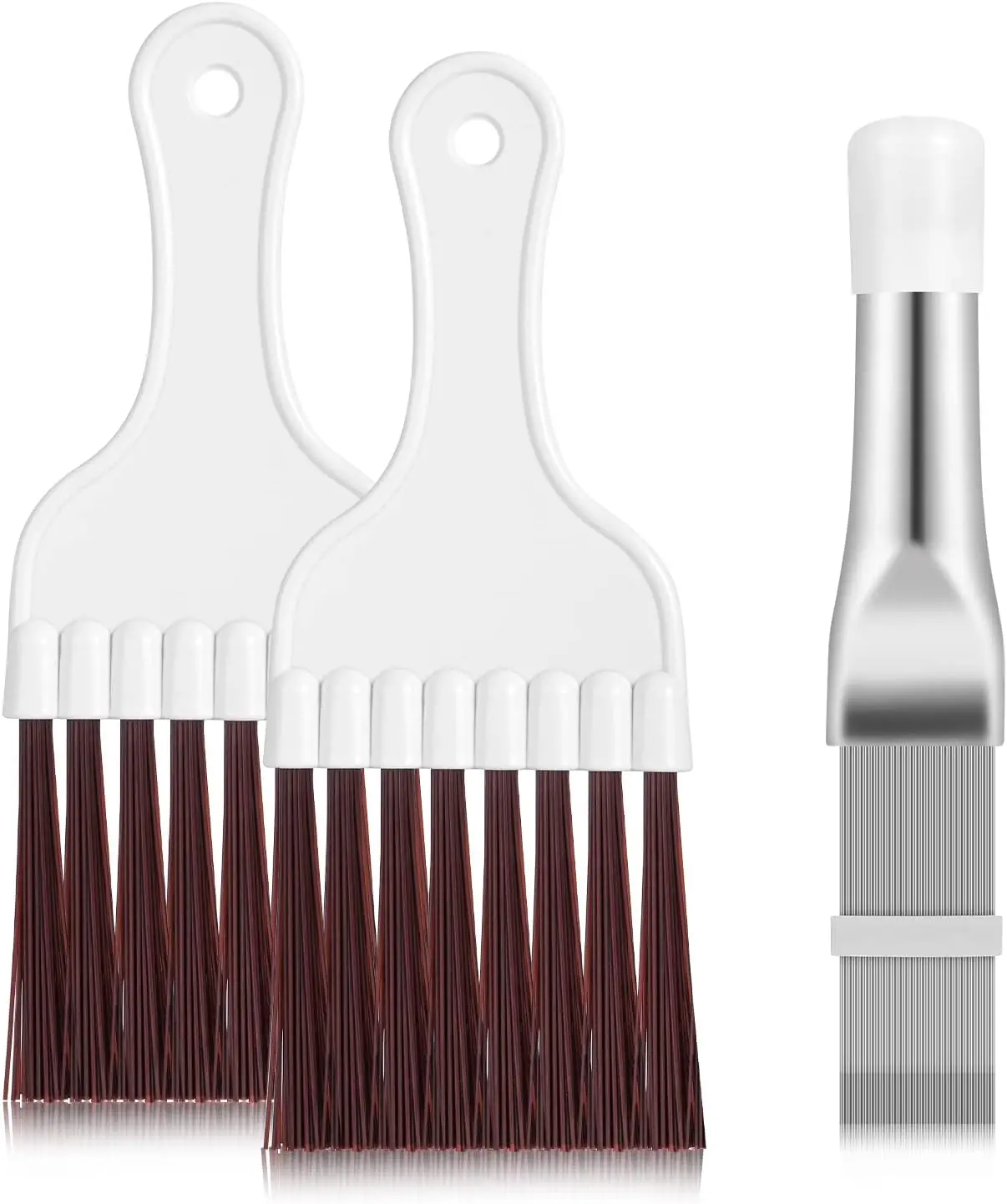 3 in 1 Air Conditioner Condenser Fin Comb, Fin Cleaning Brush Coil Cleaner | Stainless Steel Fin Comb and 2 Whisk Brushes, for Air Conditioner Coil Cleaner Refrigerator Evaporators Radiator Repair Tool