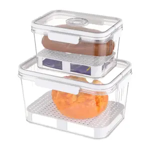 ONESHOW Food Grade Airtight Transparent Bread Box with Silicone Sealing Rings & Detachable Tray for Freshness Kitchen Storage Sturdy Grain Dispenser Healthy Eating Containers Value Pack