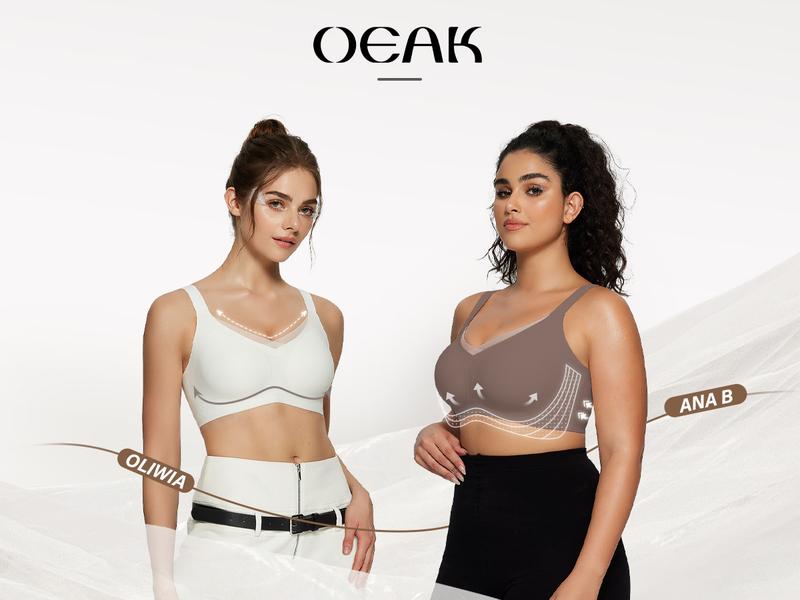 OEAK Women Jelly Bras Wireless V Neck Crossover Mesh Bras Comfortable Bralette Tshirt Bra No Underwire Seamless Everyday Bras