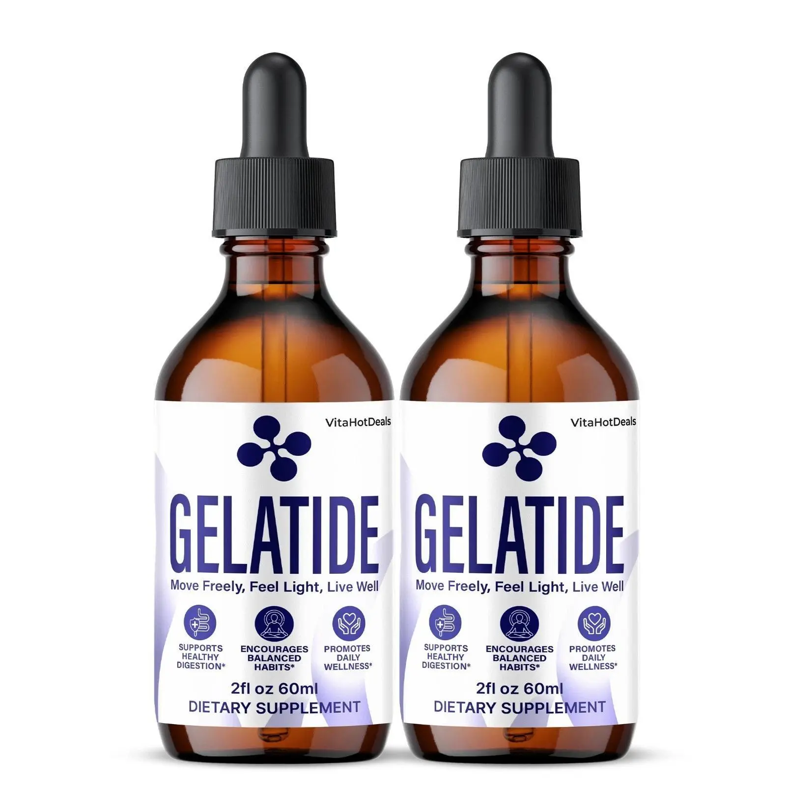Gelatide Liquid Supplement (2 Pack), All-Natural Source Formula, Prop 65 Safe, 2 Bottles Advanced Wellness Boost Blend, Two Bottles