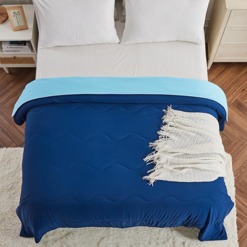 Msrlassn Cooling Comforter Summer Cold Comforter for Hot Sleepers and Night Sweats,Blue Summer Cooling Blanket for Queen King Size Bed, Breathable Soft Lightweight, Ideal for Bed, Couch, Travel, Camping, All Seasons blankets