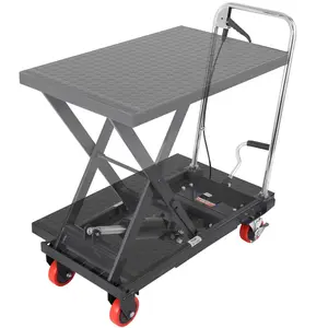 【Summervibes】VEVOR Hydraulic Lift Table Cart,  500lbs Capacity 28.5" Lifting Height, Manual Single Scissor Lift Table with 4 Wheels and Non-slip Pad, Hydraulic Scissor Cart for Material Handling, Black