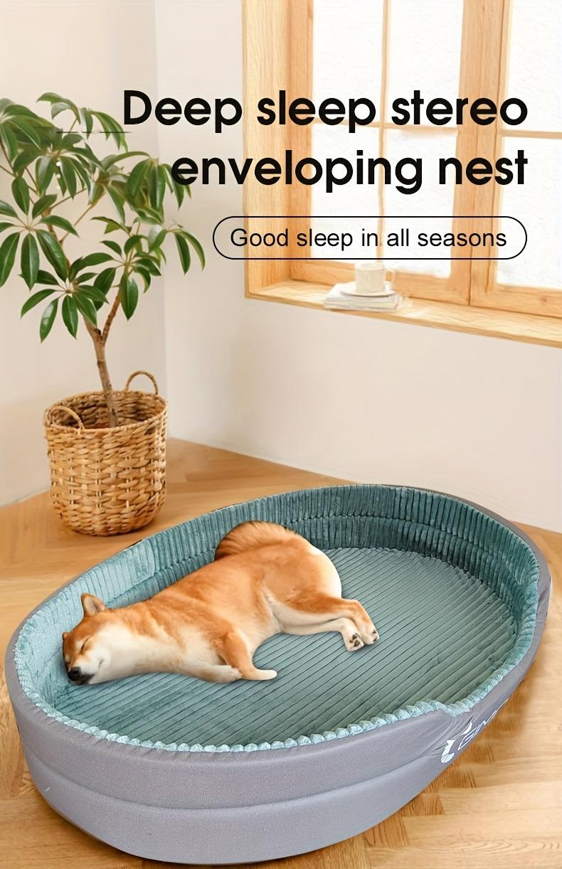 Pet Heaven Luxury Plush Thickened Pet Sofa Bed All Season Warm & Cool Dog Cat Bed for Medium Large Breeds Fully Washable Removable Mat 3D Raised Edge Pet Couch sleeping bag dog accessories Adjustable Temperature Heating Pad towers