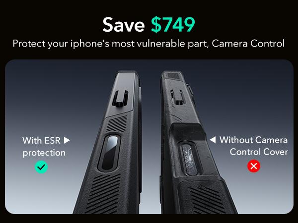 ESR for iPhone 17/16/15 Case with Stash Stand, Camera Control, 23FT Military-Grade Shock-Absorbing Drop Protection, Compatible with MagSafe Accessories, Magnetic Cyber Series