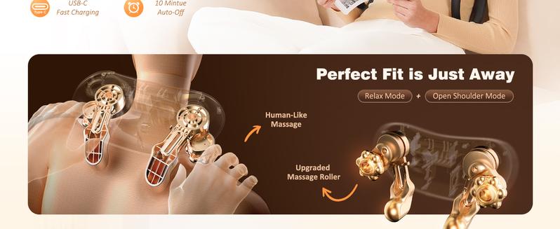 KNQZE KNB1 Cordless Neck and Shoulder Massager with Graphene Heating & 4D Shiatsu Kneading for Back Shoulder Leg Pain Relief Portable Massage Machine Gift for Dad Mom Friend