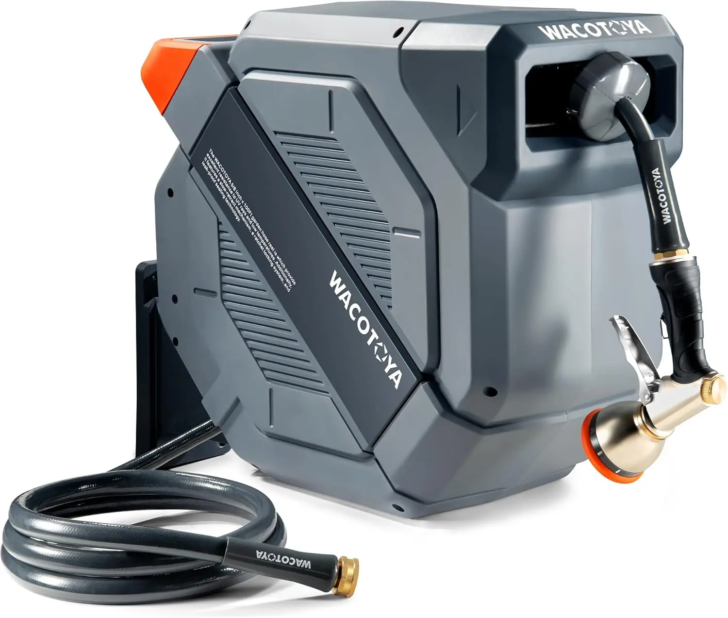 【DealsForYouDays】Retractable Garden Hose Reel 5/8 in x 100 ft Professional Metal Bracket & 9-Pattern Metal Nozzle UV Resistant Brass Fitting Heavy Duty Wall Mount Any Length Lock Slow Retraction 180 °   Swivel#SummerWins #DealsForYouDays, Metal Hose Nozzl