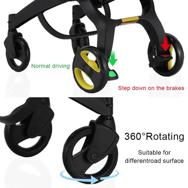 (No Base)Foldable Four-wheel Baby Stroller with Free Bag Newborn Stroller Foldable Legs Equipped with Chest Clip One-Click Contraction Function Aluminum Alloy 4-wheel Travel Toddler Stroller