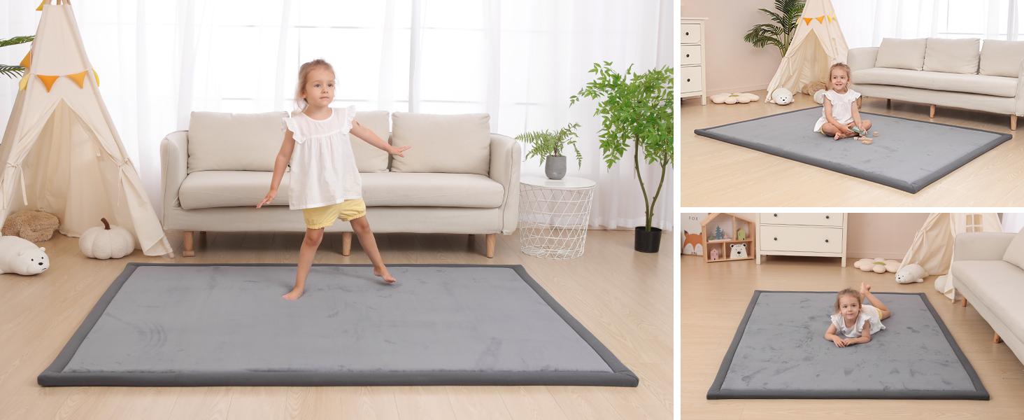 Huloo Sleep Ultra Soft Memory Foam Play Mat for Tummy Time, 1.3" Thick Non-Slip Crawling Mat, Non-Toxic Velvet Nursery Floor Mat Huloo Sleep Ultra Soft Memory Foam Play Mat for Tummy Time, 1.3" Thick Non-Slip Crawling Mat, Non-Toxic Velvet Nursery Floor Mat