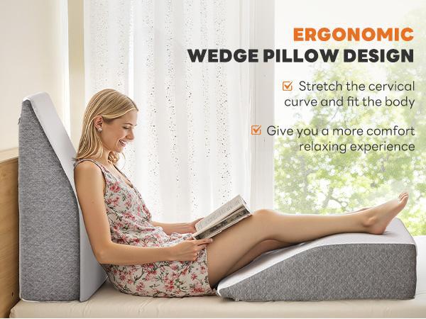 Wedge Pillow, Body Pillow for Sleep Apnea, Neck Pain Relief, Post Surgery, Sleeping Comfort, Acid Reflux, Heartburn, Back Pain Relief and Snoring