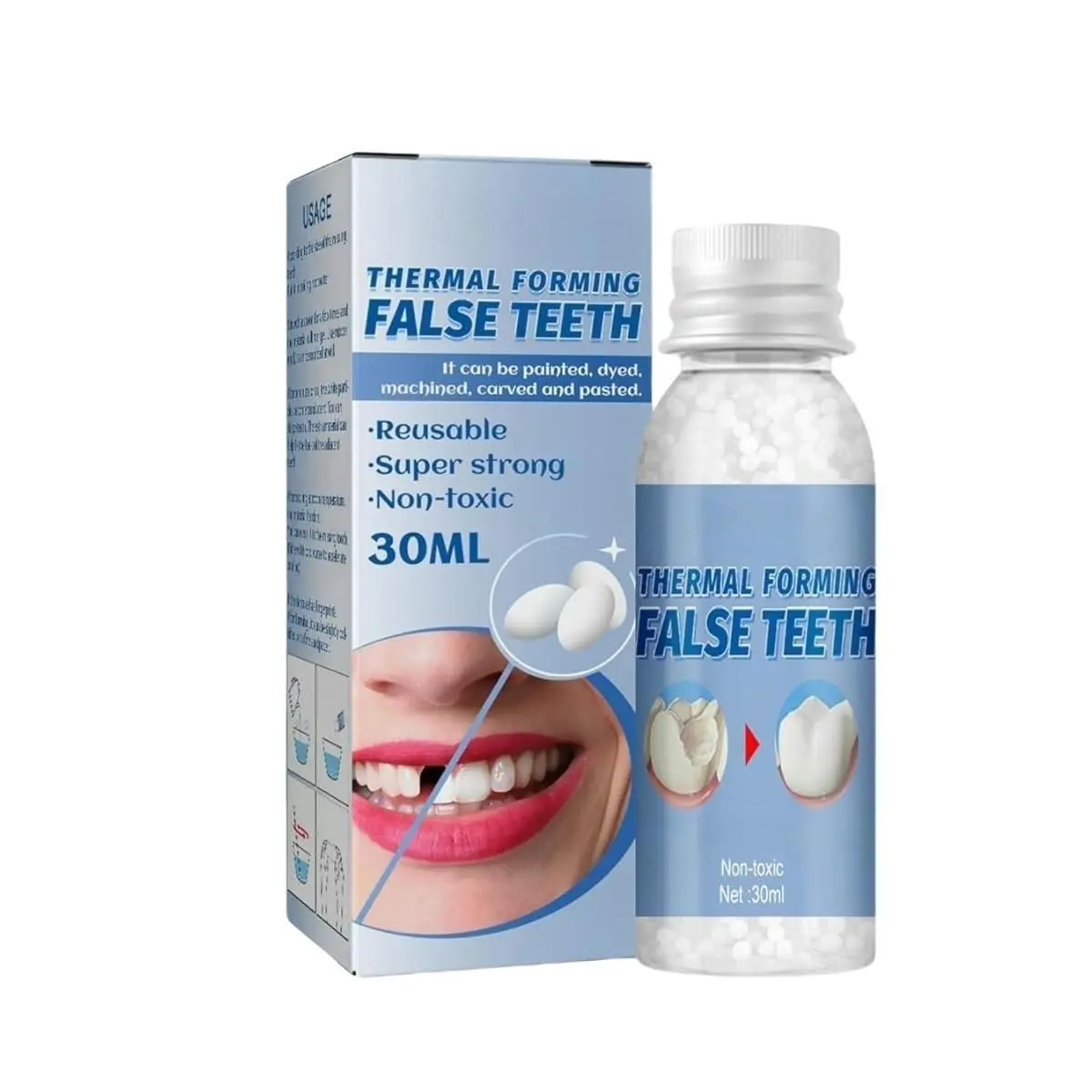 1 PCS Plastic Fake Teeth Beauty Product - Temporary Cosmetic Teeth Replacement, Lightweight Moldable Dental Restoration Filler, Washable Reusable, Easy to Shape & Fit, Natural White, Fun Costume Accessory for Halloween & Themed Events