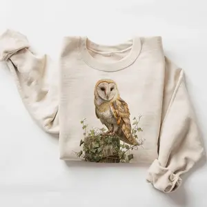 Retro 90's American Barn Owl Perched Vintage Birding Birdwatcher Unisex Sweatshirt - Lauriel Designs  9B