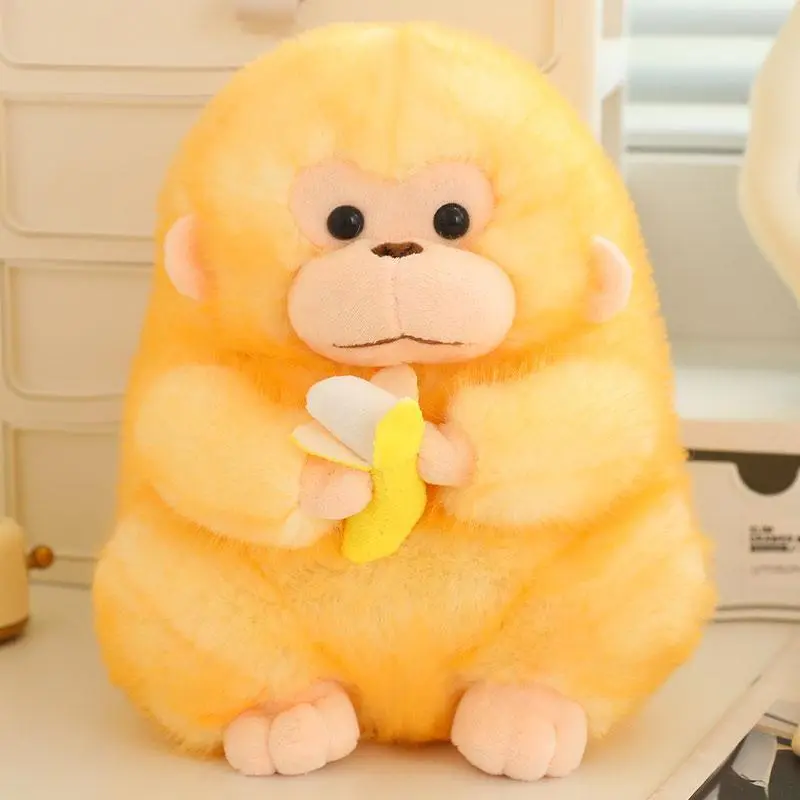 Cute Kawaii Golden Monkey Stuffed Toy - Non-Woven Cuddly Soft Adorable Banana-Holding Pillow, 23-40cm Unisex Nature-Themed Birthday Gift, Stuffedtoy for All Ages, Cuddly Stuffed Animals