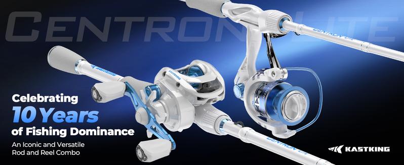 KastKing Centron Lite Casting Rod and Reel Combo, IM6 Graphite 2Pc Blanks, Stainless Steel Guides with Ceramic Rings, Contoured EVA Handles & Fighting Butt, Split or Full Rear Handle Design, 10 Models