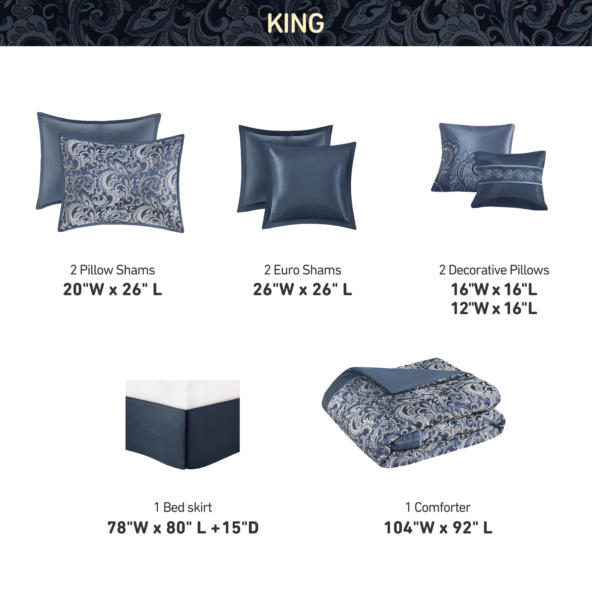 Brystol 8/24 Piece Room in a Bag Faux Silk Comforter Jacquard Paisley Design Matching Curtains Down Alternative All Season Bedding-Set