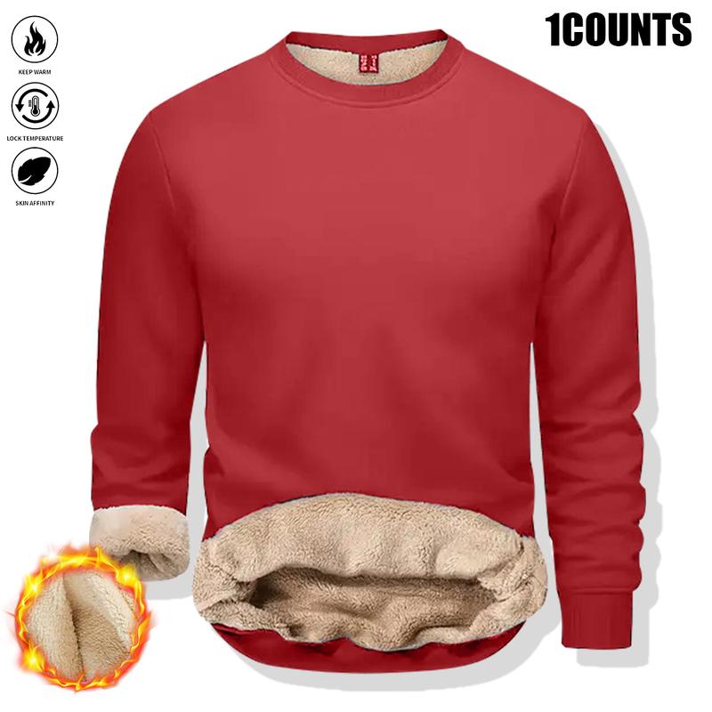 3COUNTS Men's Heavyweight Crew Neck Sweatshirt Autumn Winter Warm Pullover Knitwear No Stretch Fabric Long Sleeve Casual Sports Cold Weather Essential Winter Sweater Outdoor Activities Classic Comfort Fabric Middleweight Windproof