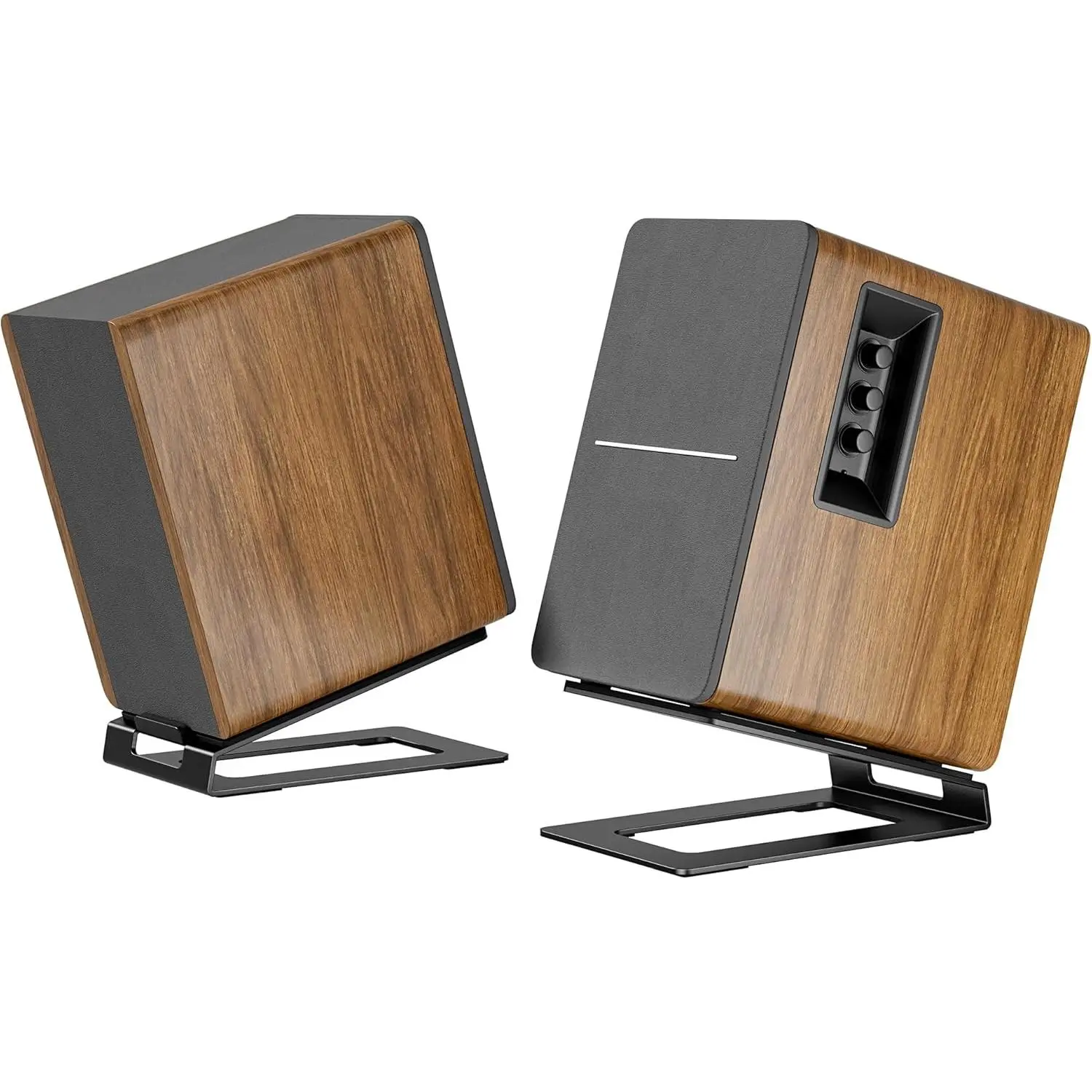 Desk Speaker Stands for  Bookshelf Speakers, 22 lbs Capacity, Speaker Riser with Anti-Vibration Pads,16?Tilt Angle, Space-Saving Audio Stands for PC Speakers,1 Pair, Black