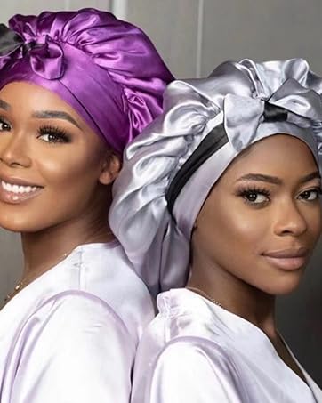 Satin Bonnet Bonnet for Sleeping Sleep Cap Double Layer Hair Bonnet with Elastic Tie Band for Curly Hair Night Cap Haircare