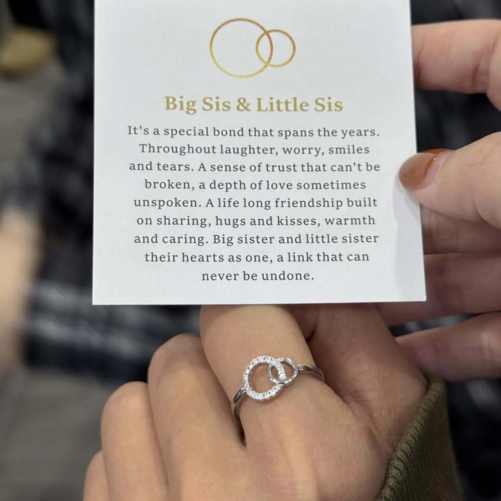 2-Piece Big Sister-Little Sister Artificial Gemstone Stacking Ring Set - Closely Connected, Ideal for Everyday Index Finger Wear