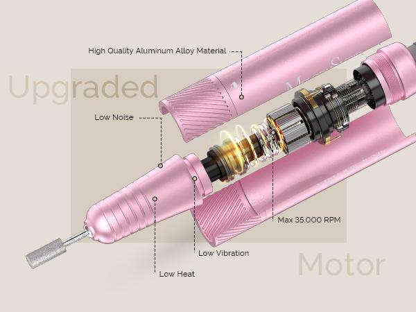 MelodySusie SM320G 35000RPM Professional Rechargeable Electric Nail File Cordless Nail E File for Acrylic Nails Gel Polishing Removing Efile Nail Kit for Manicure Salon Home High-Speed Nail Drill Set