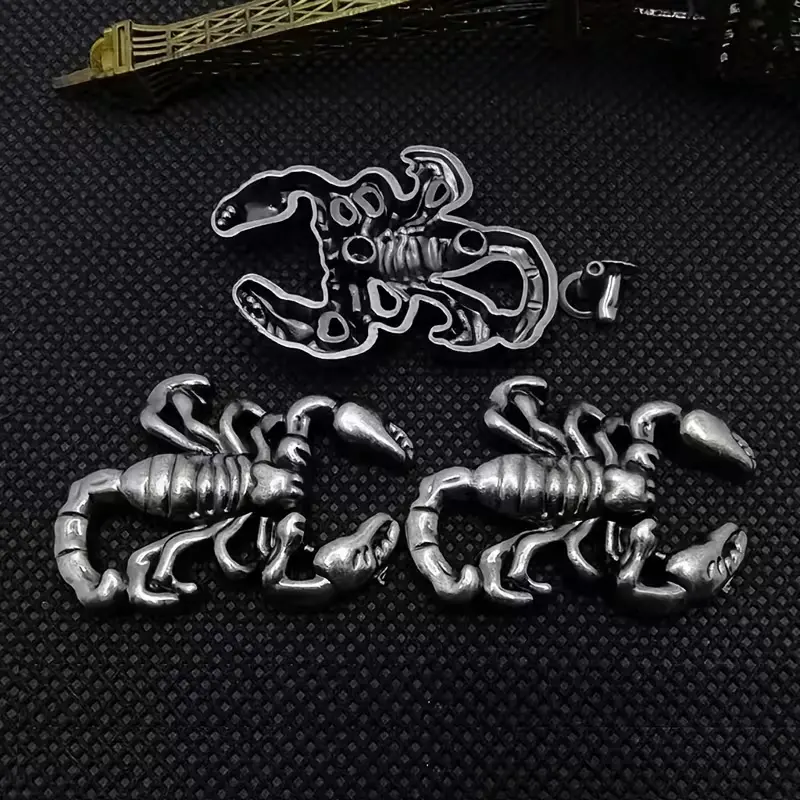 Retro Punk Leather Craft 5-Piece Hardware Set - Animal Motif Scorpion-Shaped Metal Rivets, Collision Nails DIY Accessories for Home Decor Hanging Accents, Luggage, Diy Accessory