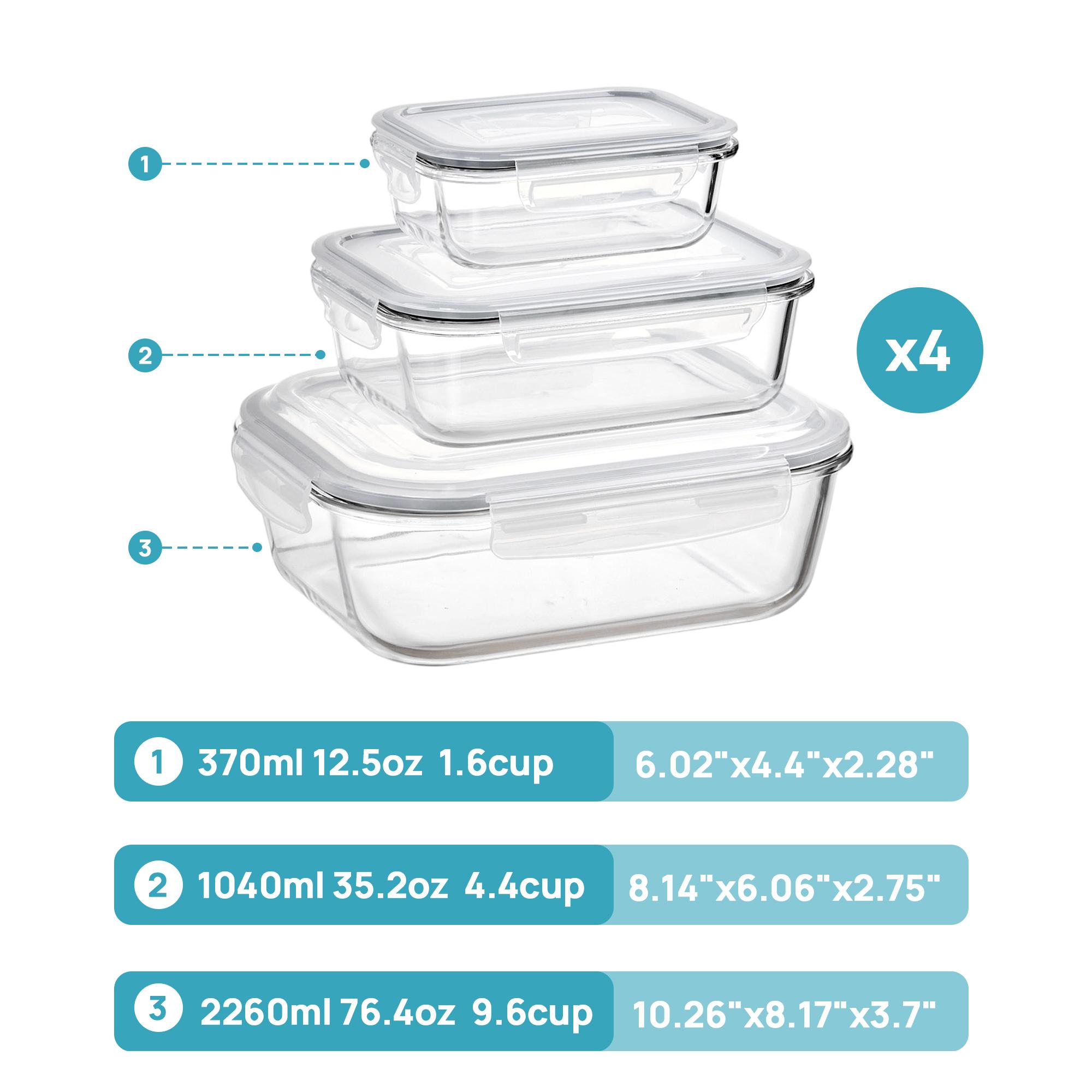 [Video Only] Vtopmart 18 Pack Glass Food Storage Containers with Lids -Stackable Design for Kitchen Utensils Oven Microwave Freezer Dishwasher Kitchenware  Square Fridge Organizers Insulated Lunch Compartment Green Rectangle