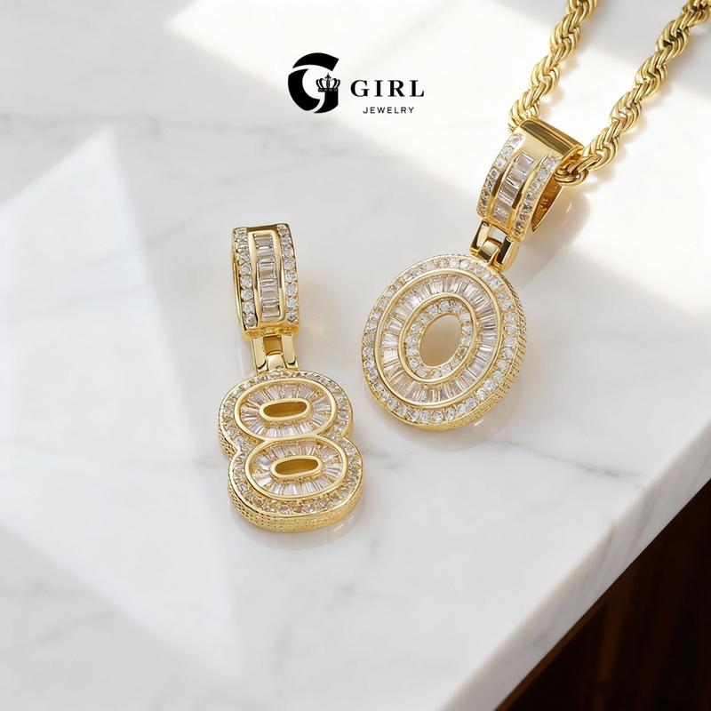 GGIRL Number Pendant Brass 18K Gold Plated 0~9 lucky Number Necklace for Men and Women - Number 0-9 Pendant 23.6 inch Chain Gift for Holiday Haul Christmas Birthdays Anniversaries