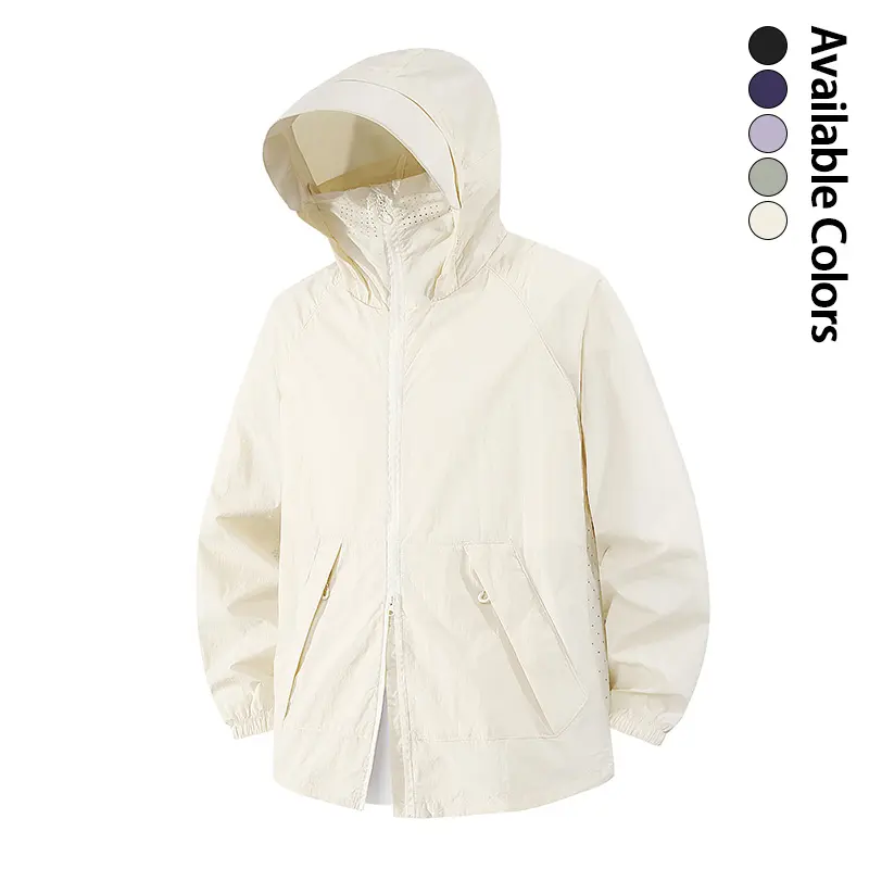 Men's Athletic Hooded Full-Face Mask Lightweight Jacket - UV Protection, Waterproof, Suitable for Hiking, Cycling