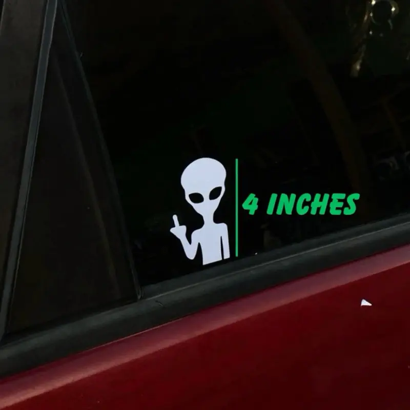 Alien Middle Finger Funny Car Decal | Adult Humor Vinyl Sticker | Bold Alien Bumper Sticker for Cars Trucks Laptops | Funny Statement Decal | Space Humor Car Sticker | Permanent Vinyl | 4x2"