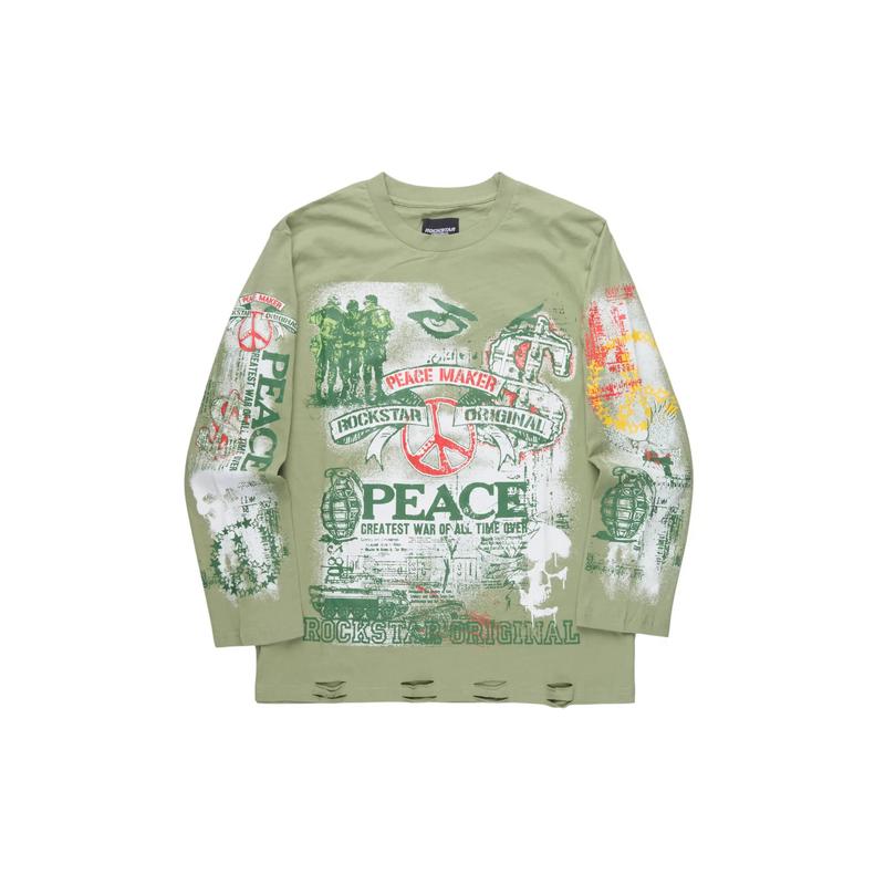 Saeko Olive Long Sleeve Graphic T-Shirt