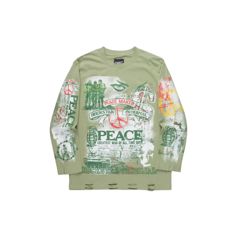 Saeko Olive Long Sleeve Graphic T-Shirt