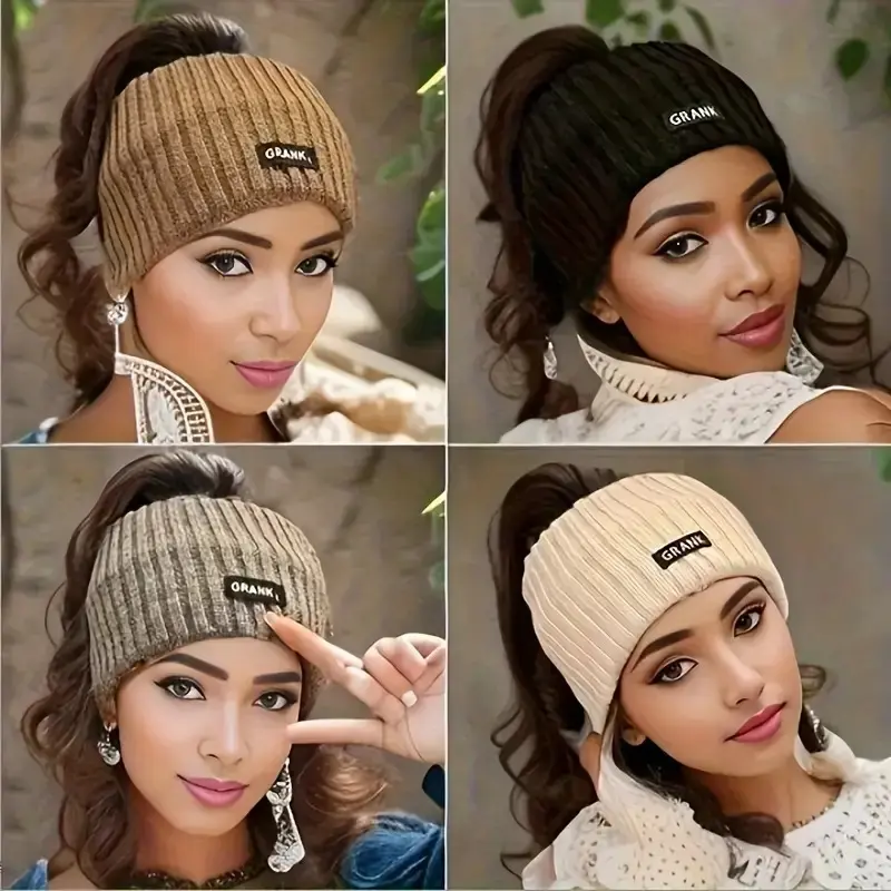 Women's 4-Pack Soft Knit Fringe Headbands - Knotted Zigzag Grip, Sweat-Lock Hold Athleisure Ear Covers for Exercise, Gym Use