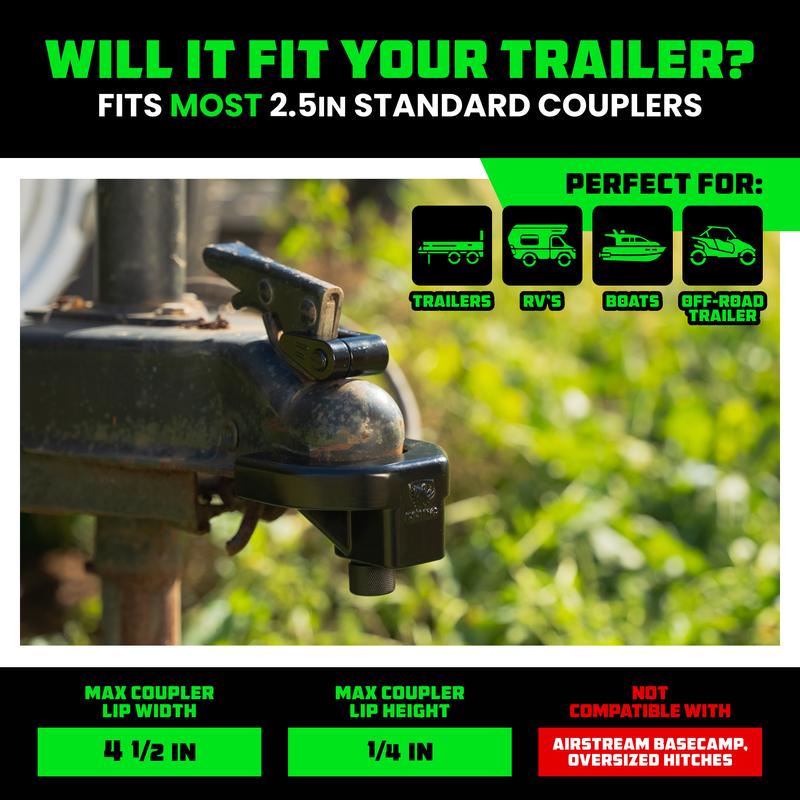 Rhino USA Trailer Hitch Coupler Lock Kit (Choose 2" or 2-5/16" Trailer) Heavy Duty Anti Theft Trailer Coupler Locks for RV, Camper, Trailer, Boat, Caravan - Reinforced Solid Steel Tow Lock for Trailer Tongue
