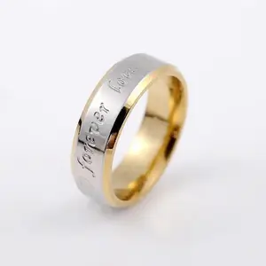 Matching Jewelry | Lovers Promise Band Rings, Two-Tone Stainless Steel Rings With Forever Love Engraving, Romantic Couple Wedding Proposal & Anniversary Birthday Gift