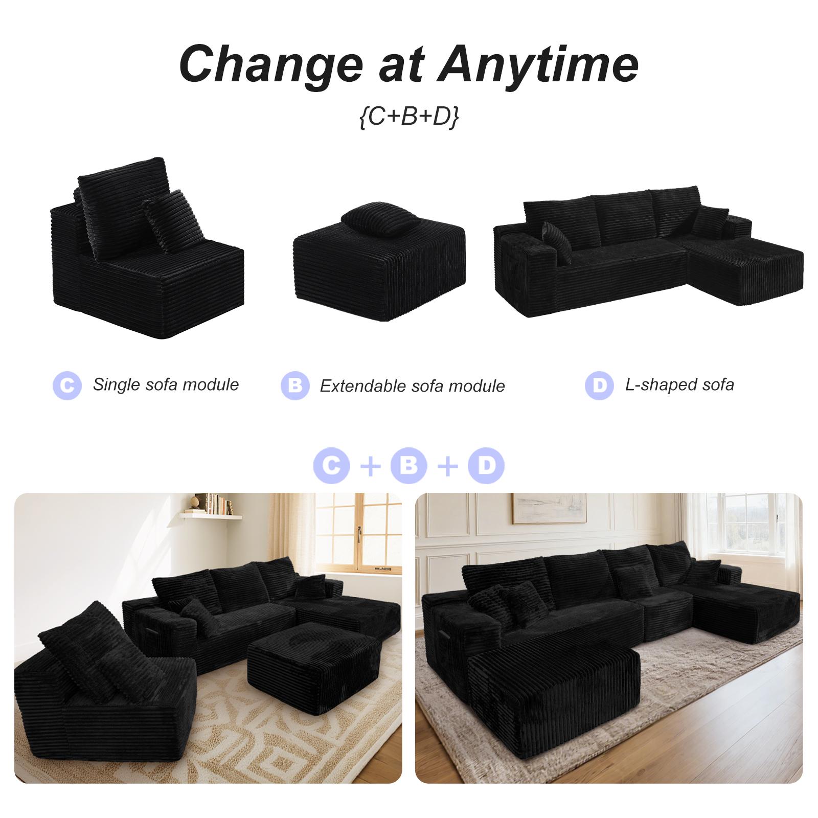 【DlY Combination】HSECOYAY Modular Sectional SofaMix and Match Pieces for Living Room, Comfy CloudCouches with Movable Ottoman, L/U-Shaped FlexibleConfiguration, Plush Corduroy - 400 lbs SeatCapacity 【DlY Combination】HSECOYAY Modular Sectional SofaMix and Match Pieces for Living Room, Comfy CloudCouches with Movable Ottoman, L/U-Shaped FlexibleConfiguration, Plush Corduroy - 400 lbs SeatCapacity