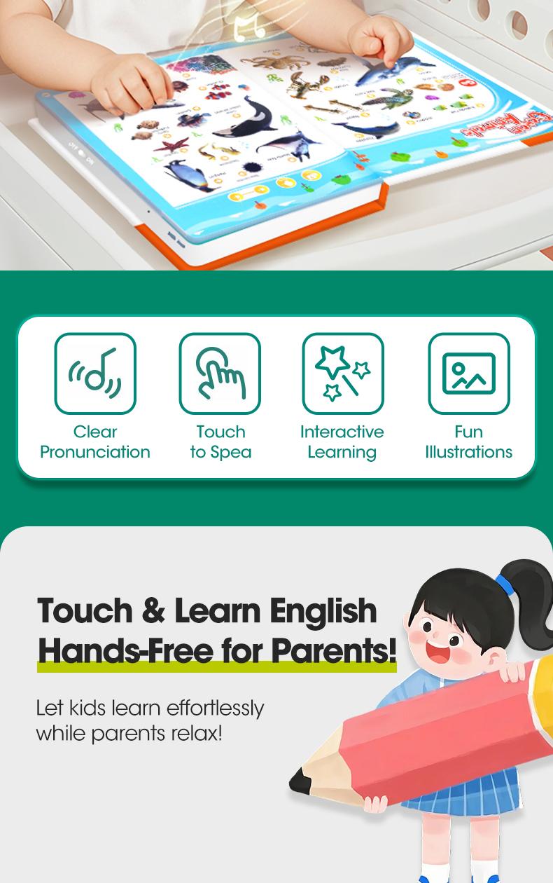 My First English Words Sound Book,2025 Upgraded 1–6 Years,300+ Words,13 Learning Themes.Talking Book Interactive Educational Toy Montessori Learning for Toddlers Preschool Kids.