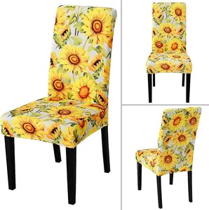 Pattern Chair Covers for Dining Room Set of 2, High Stretch Removable Washable Parsons Chair Slipcover for Home Party Hotel Wedding Ceremony (Sunflower,2PCS)