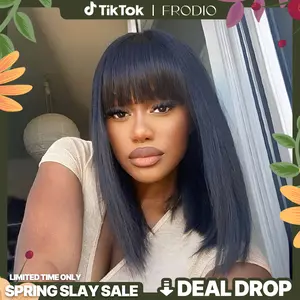 Frodio Veralux™ Blend Human Hair Silky Straight Bob Wig with Bangs | Wear & Go, Glueless, HD Lace Wig, Beginner Friendly Frodio Veralux™ Blend Human Hair Silky Straight Bob Wig with Bangs | Wear & Go, Glueless, HD Lace Wig, Beginner Friendly