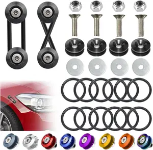 Universal Bumper Clips, Front Rear Bumper Quick Release Kit, Bumper Holders for Cars (4 Black Bumper Quick Release Tabs and 12 Customized O-Rings)