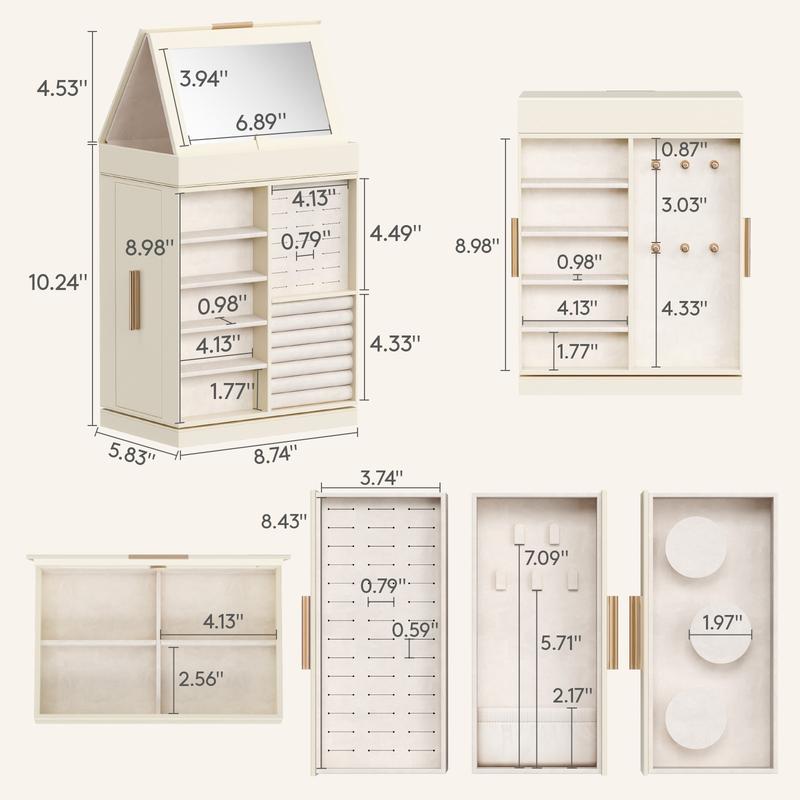 Lifewit 360° Rotating Jewelry Box with Mirror Jewelry Organizer for Ring Necklace Earring Bracelet, Great Gift