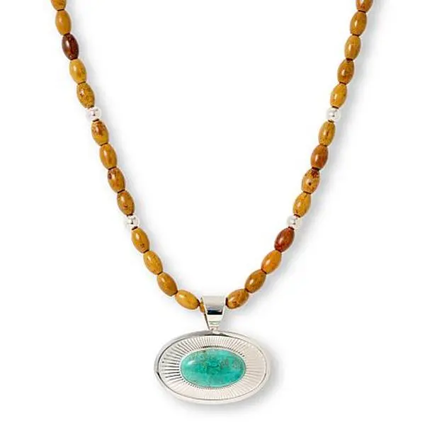 Mine Finds by Jay King Chilean Turquoise and Jarosite Pendant with Beaded Necklace