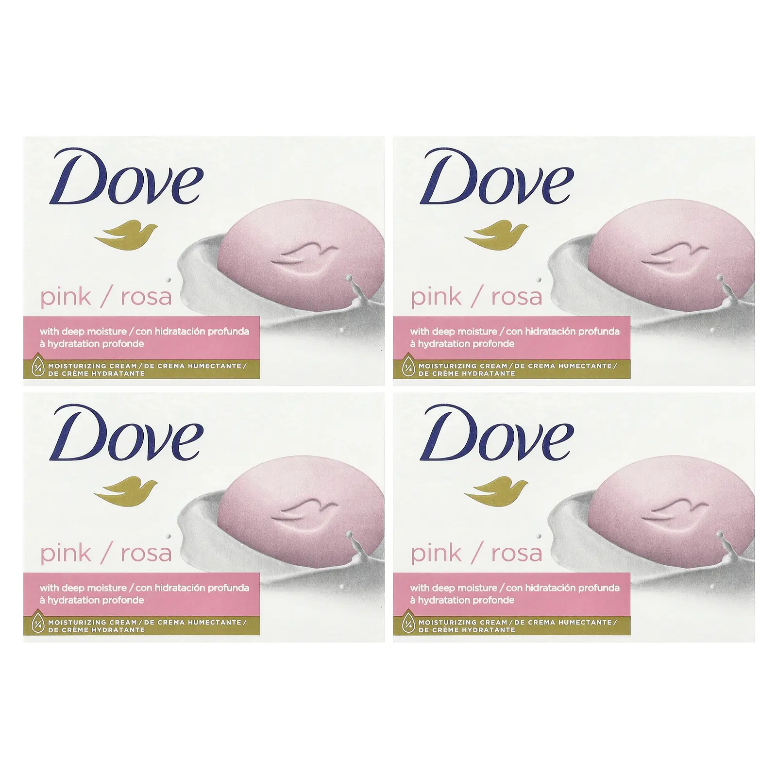 Dove Beauty Bar Soap with Deep Moisture, Pink, 4 Bars, 3.75 oz (106 g) Each