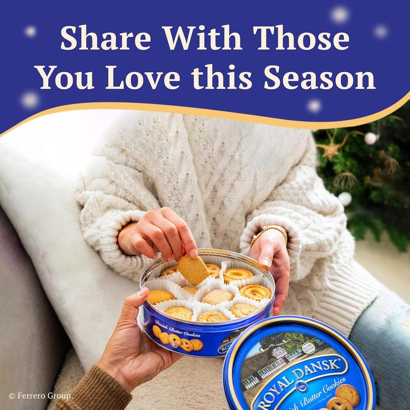 Royal Dansk Danish Butter Cookies, Premium Assorted Cookies in a Gift Tin, Great for Sharing and Gifting, 24 oz