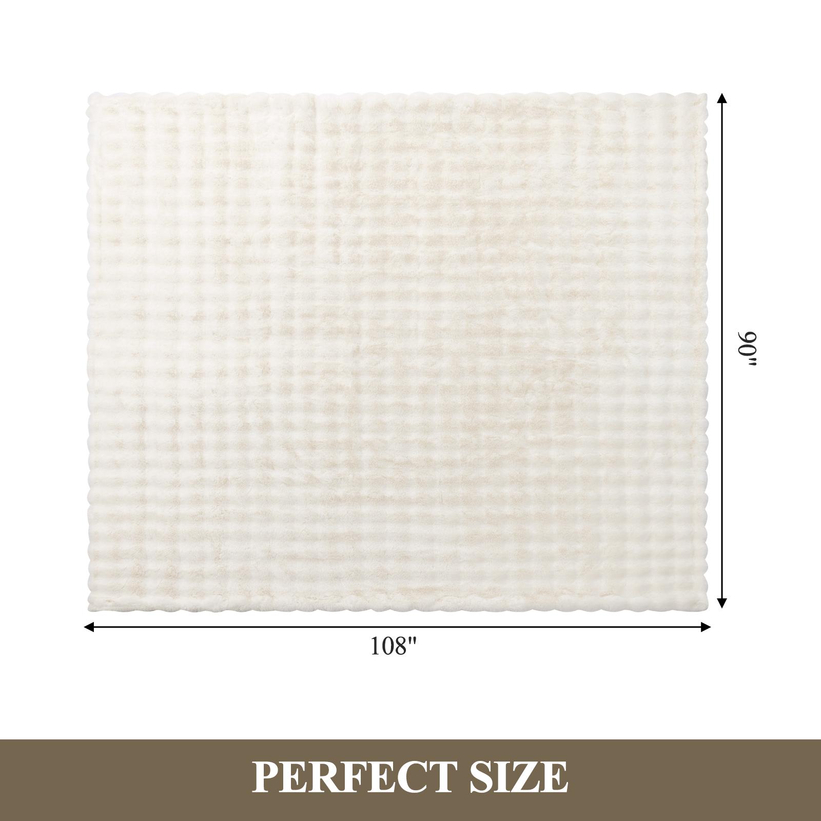 【TikTokShopHolidayHaul】LOKHOM Faux Rabbit Fur Blanket-Pillow not included- Bubble Blanket-Luxury Plush Velvet Throw, Ultra-Soft Fleece, Warm Cozy Winter Blanket for Couch-Elegant, Bed, Sofa, Lightweight, solid color comfy blanket, family gift