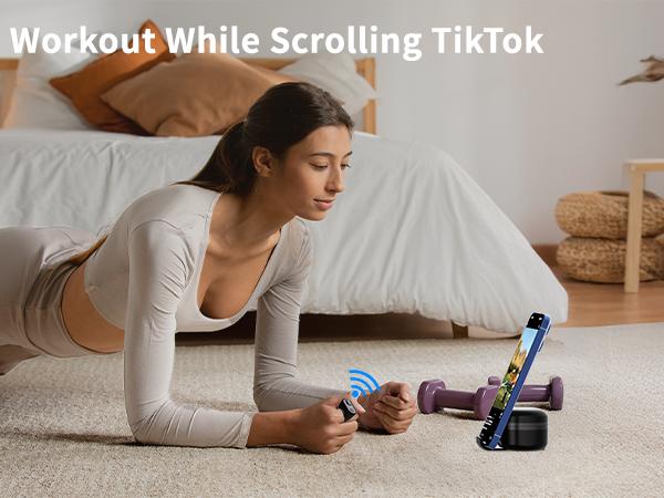 Scrolling Ring Wireless Bluetooth Remote with Charging Case & Phone Stand – Ideal for TikTok, YouTube Shorts, Instagram Reels, RedNote, Douyin, Kindle App (Not Compatible with Kindle Devices, Google and Motorola Phones)